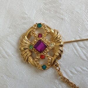 Vintage Royal Crown Jewels Stick Scarf Pin